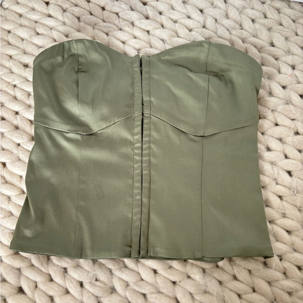Abercrombie & Fitch Olive Green Strapless Bustier Top